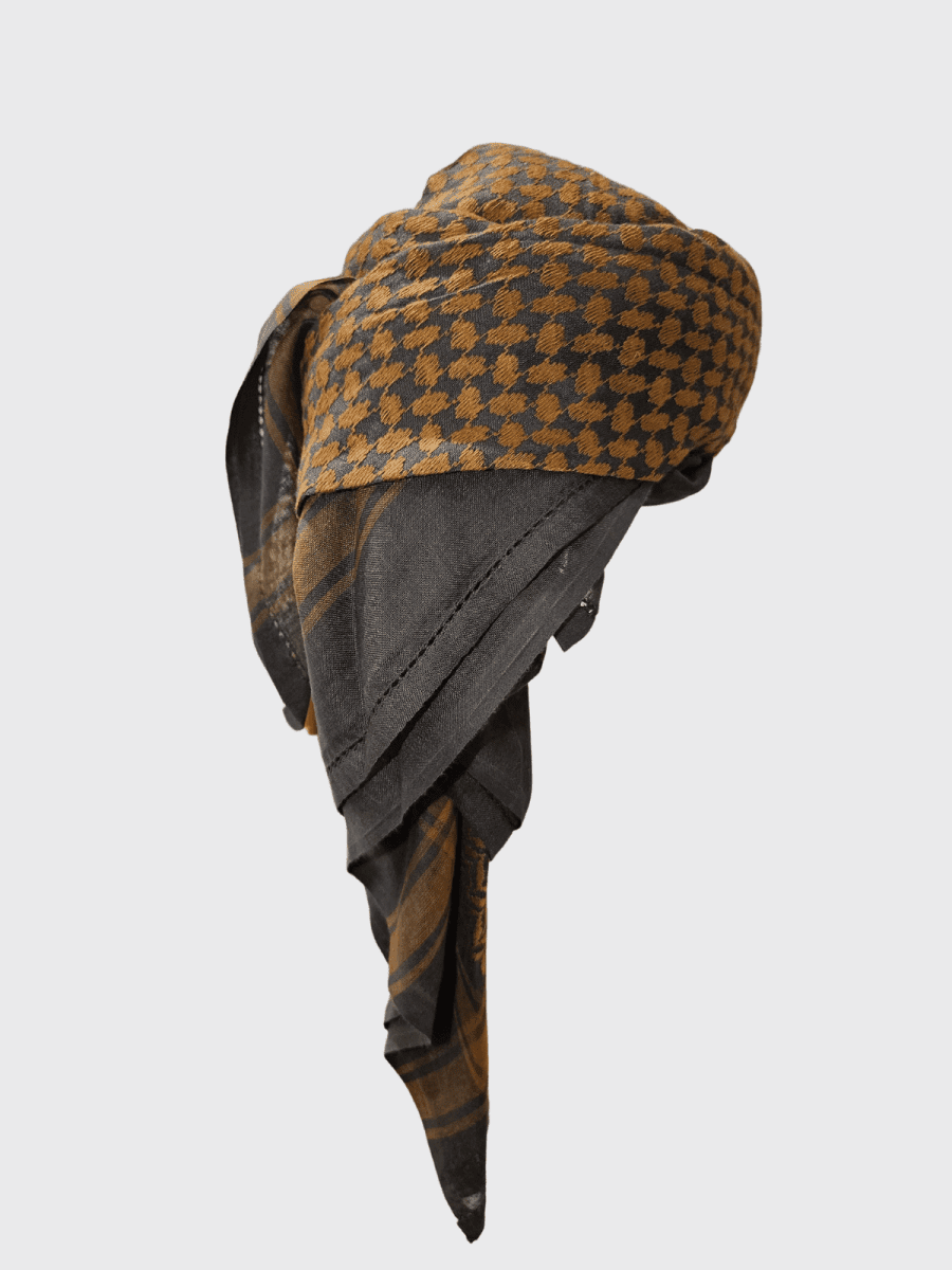 Mens Ready Toffee Brown Arab Hat Shemagh Keffiyeh