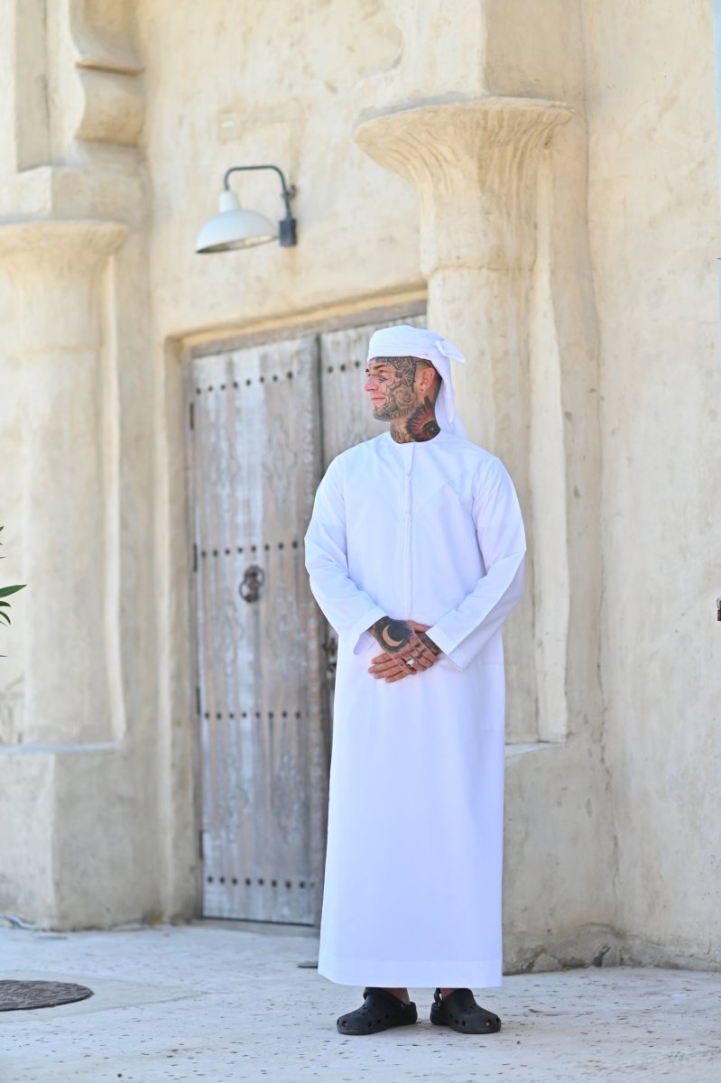 White Emirati Luxury Polyester Thobe - Premium Kandora & Dishdasha – My ...