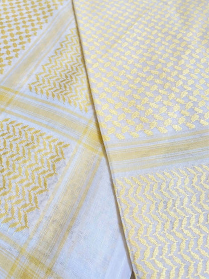 Unisex Yellow and White Keffiyeh Scarf