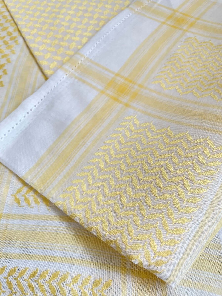 Unisex Yellow and White Keffiyeh Scarf