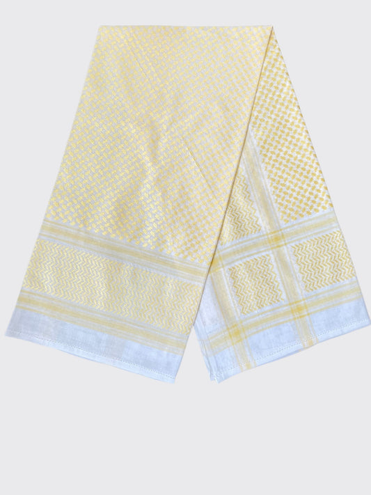Mens Yellow and White Shemagh Scarf